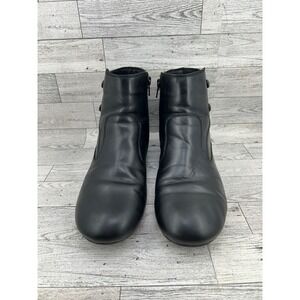 Born Black Leather Side Zip Ankle Boots Women Size US 10 EU 42